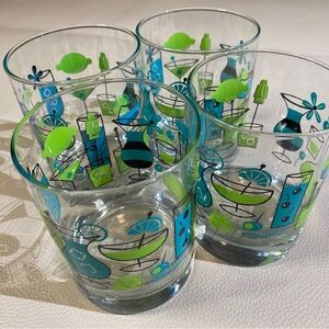 Shag Old Fashioned Cocktail Glass – Green & Turquoise (Set of 4)